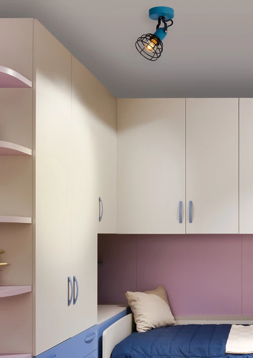 Lucide POLA - Spot plafond Chambres d'enfant - 1xE27 - Bleu - ambiance 2